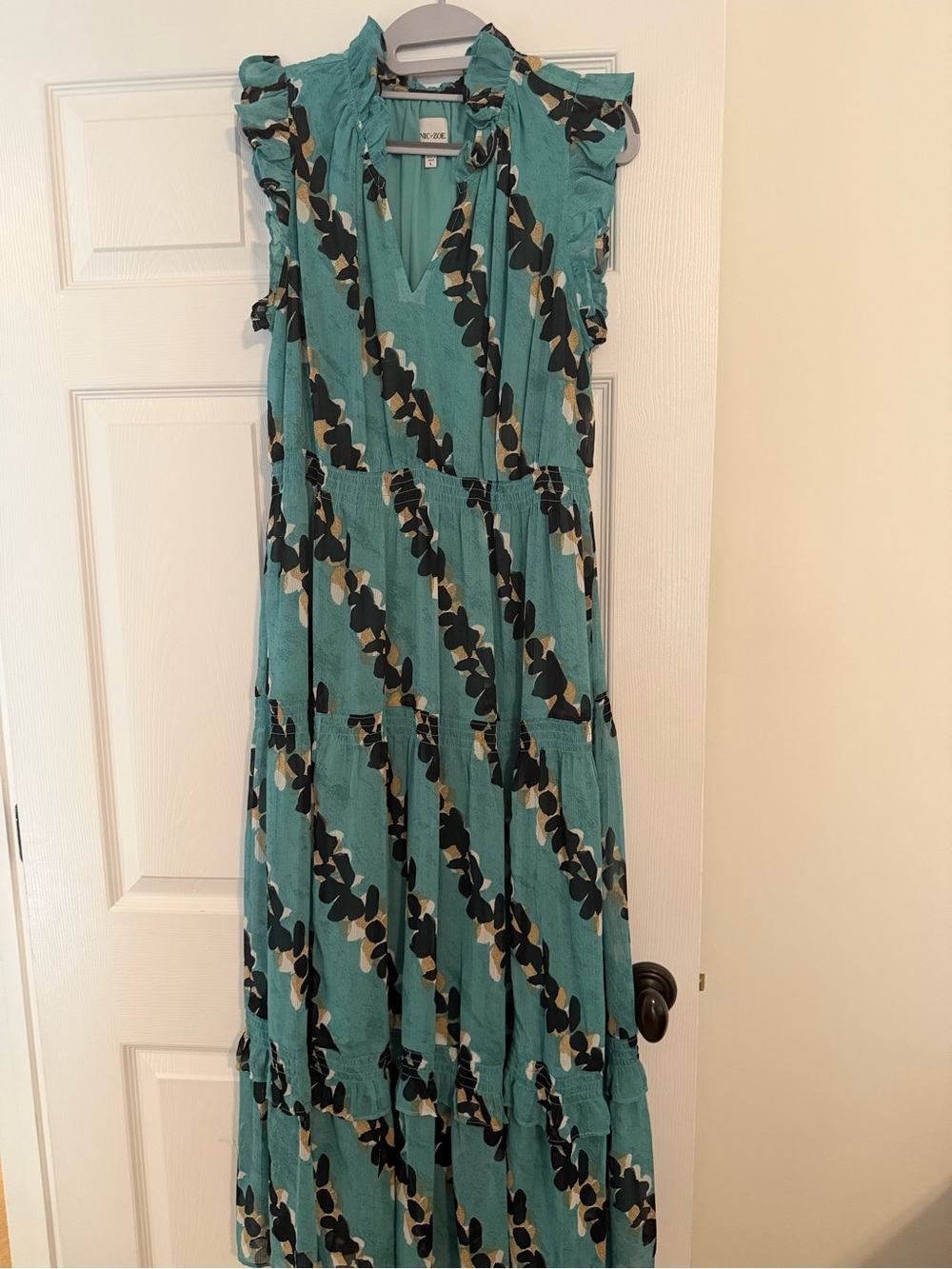 NIC+ZOE Rolling Reef ruffled tiered maxi dress Turquoise Floral